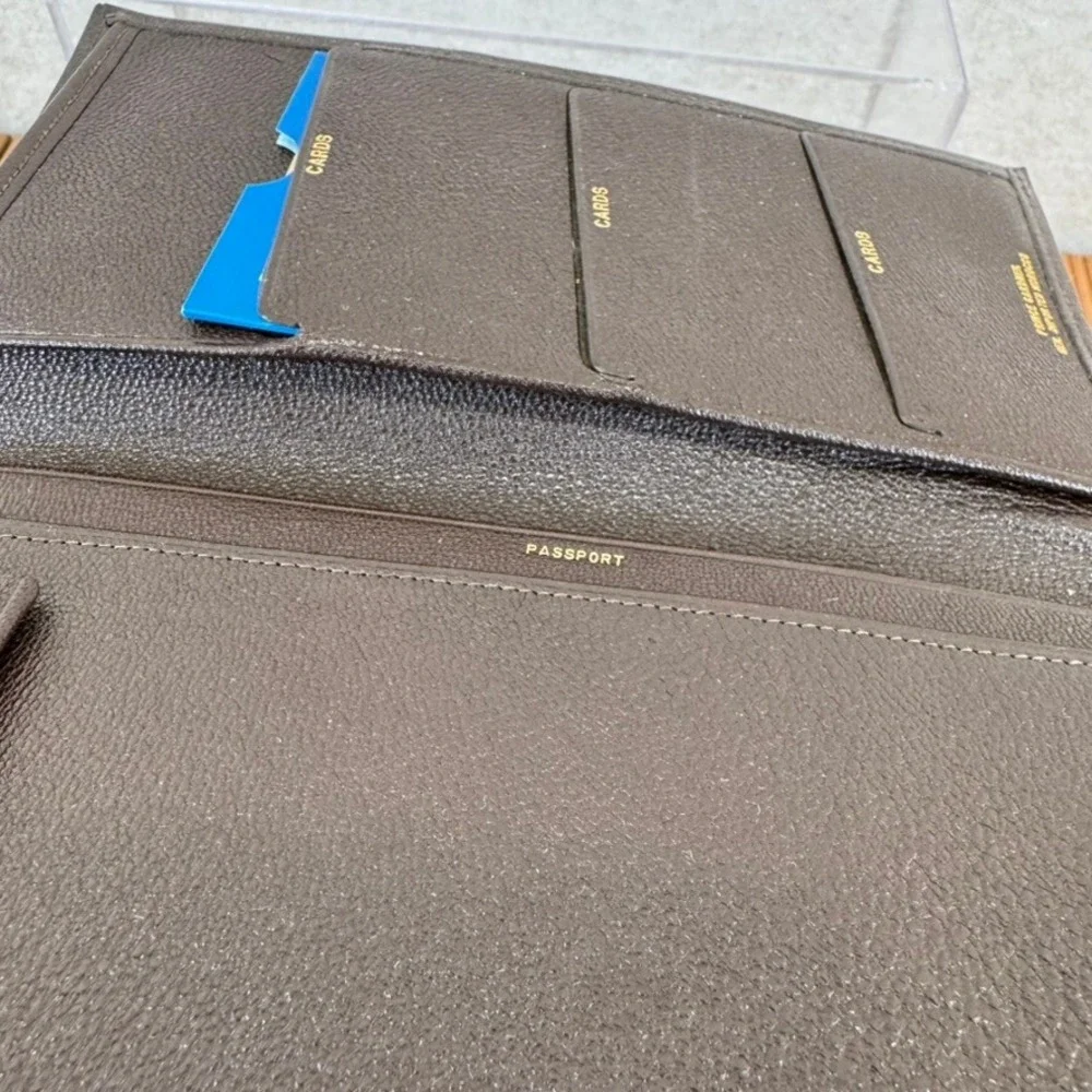 Vtg Prince Gardner Vintage Brown Morocco Leather Passport Travel Wallet